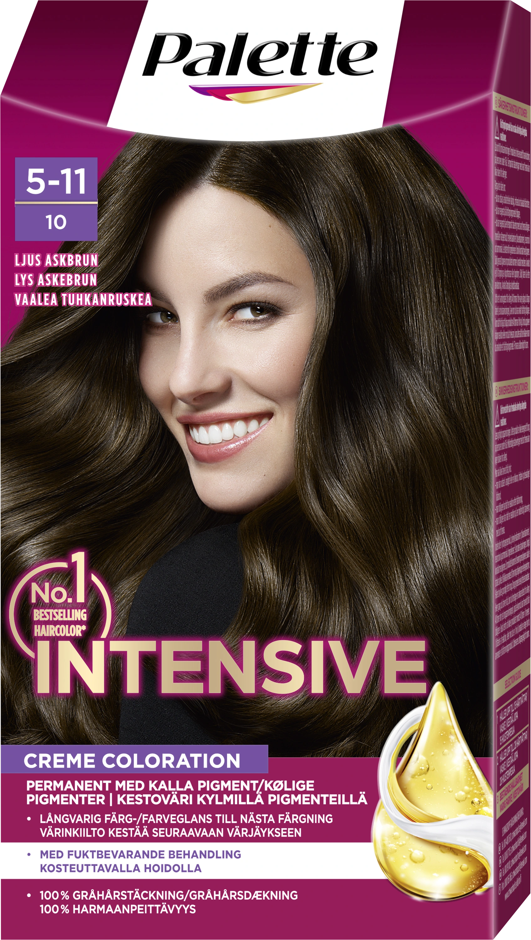 Palette Intensive Creme Coloration 5-11 Ljus Askbrun - Hårfärg