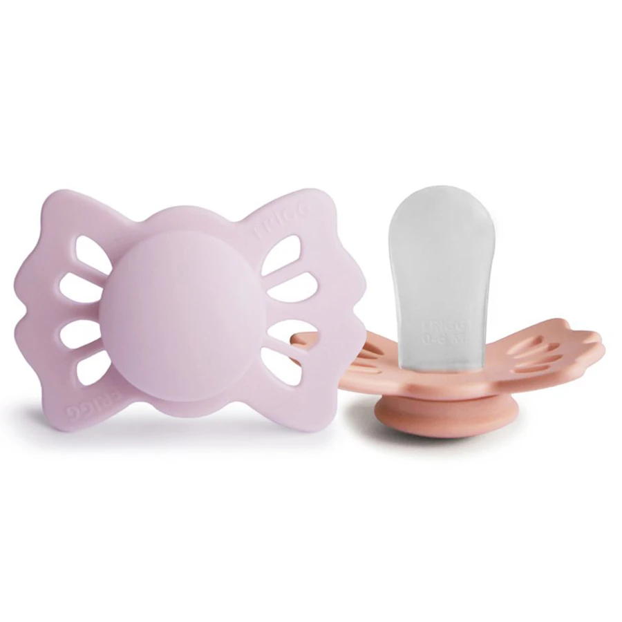 FRIGG Lucky Symmetrical Silicone 2-Pack Soft Lilac/Pretty in Peach Size 1 - Napp nyfödd