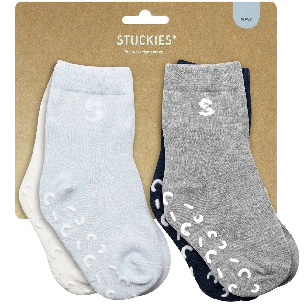 STUCKIES Strumpor i bomull (Anti-Slip) Wavy 4-pack 19/21 - Barnkläder
