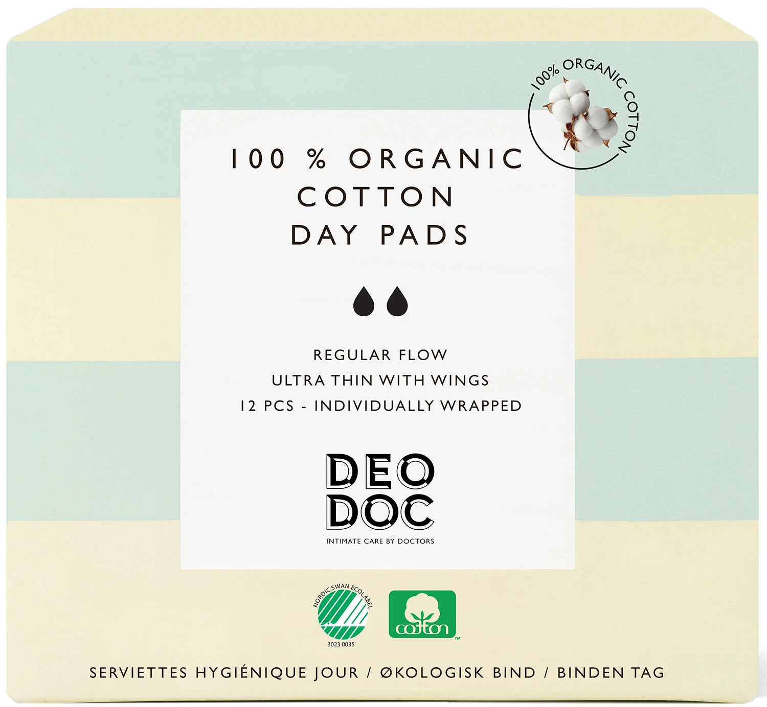 DeoDoc Organic Cotton Day Pad 12 st - Bindor
