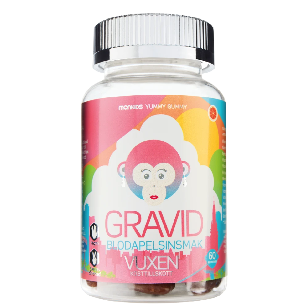 Monkids Gravid Blodapelsin 60 st - Folsyra