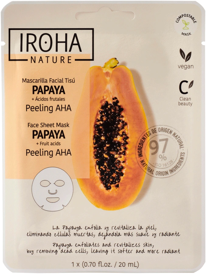 Iroha Nature Peeling AHA Papaya Face Sheet Mask 20 ml - Sheet mask