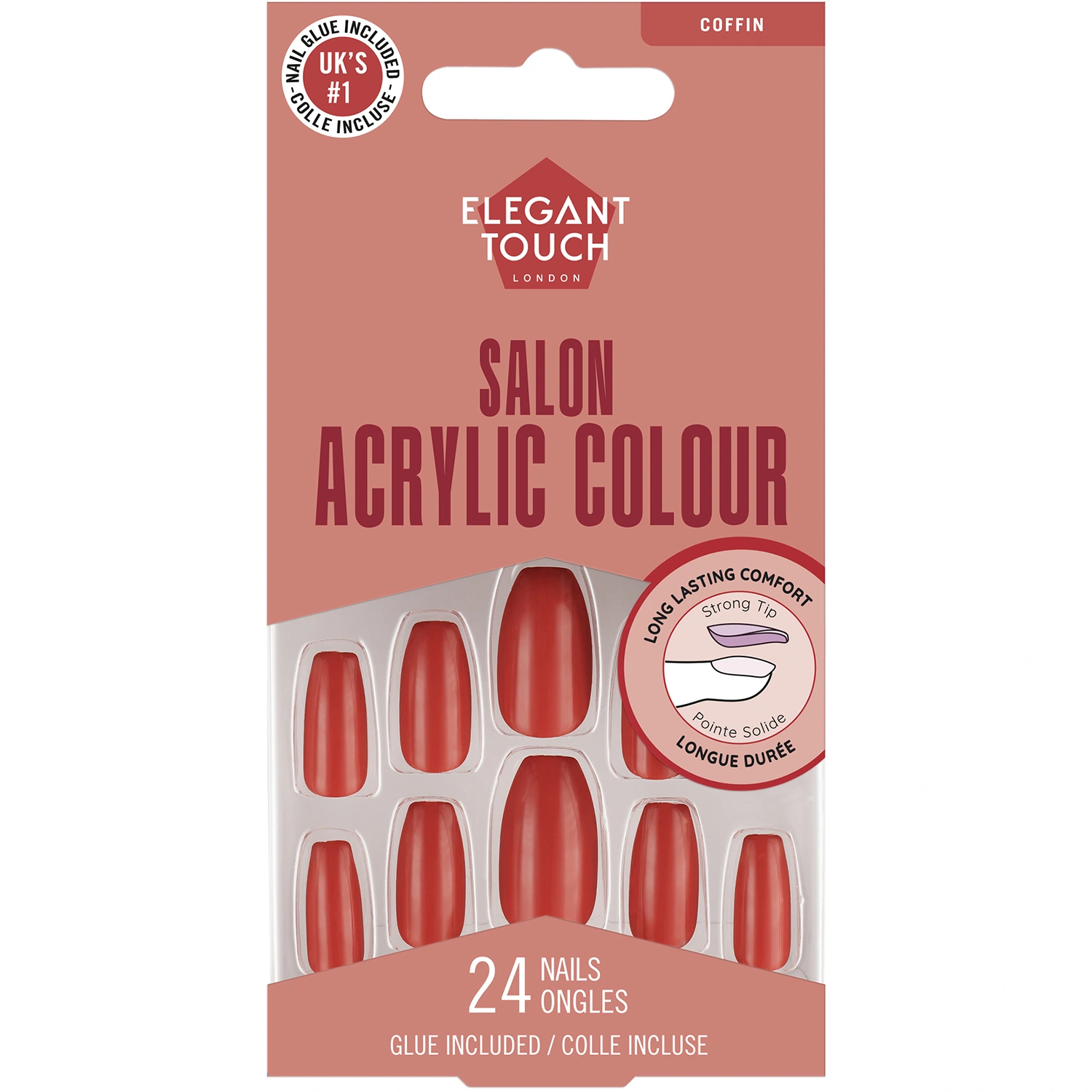 Elegant Touch Colour Acrylics Poppy Pomegranate - Lösnaglar & nageldekorationer