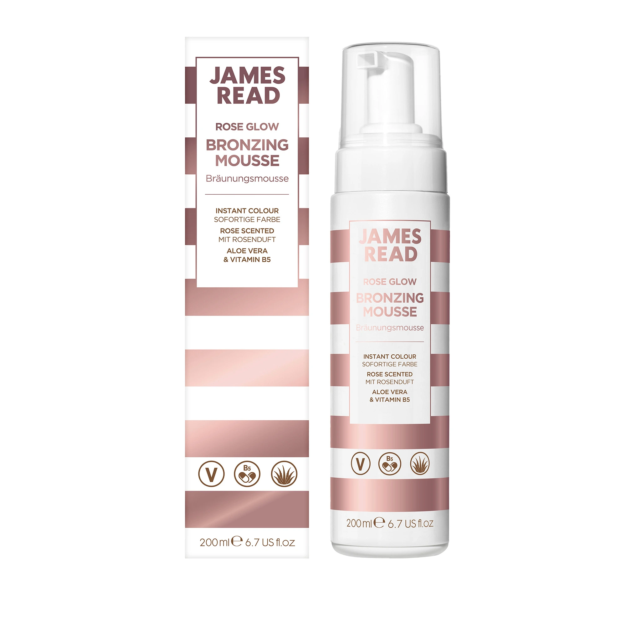 James Read Rose Glow Bronzing Mousse 200 ml - Brun utan sol mousse