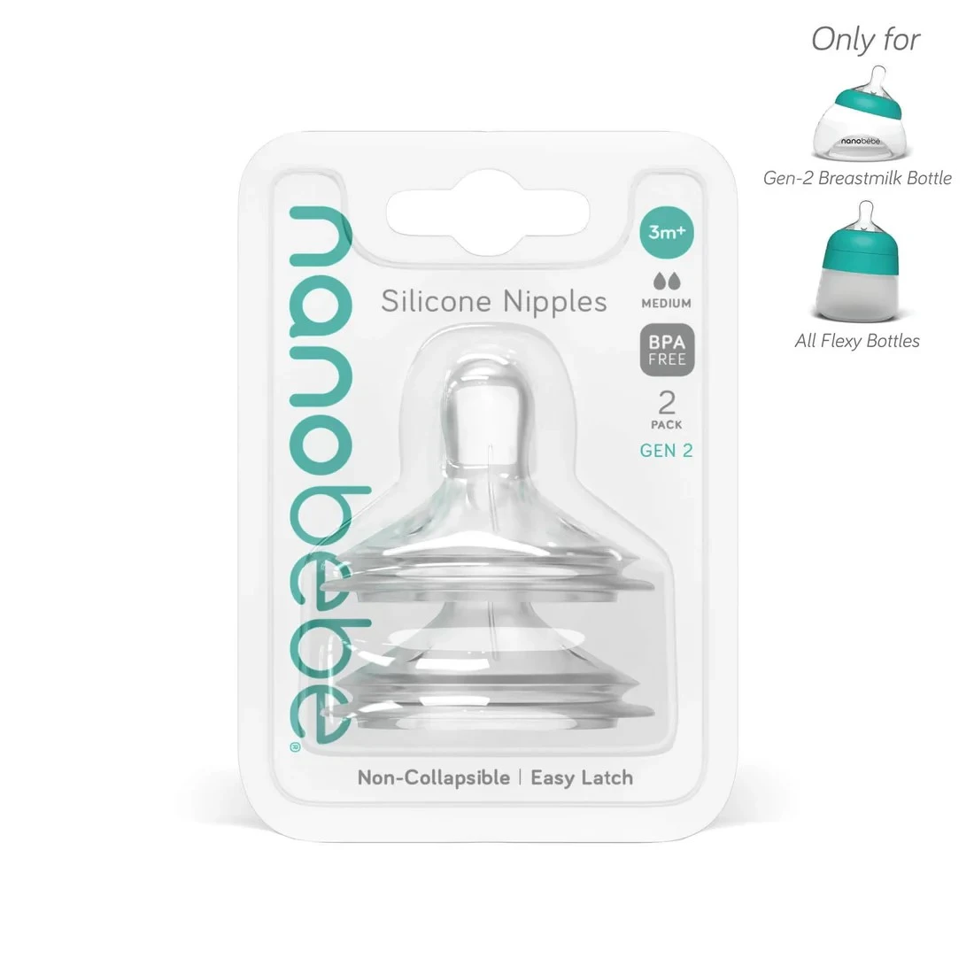 Nanobébé Dinapp Medium Flow Anti-kolik 2 st - Tillbehör nappflaskor