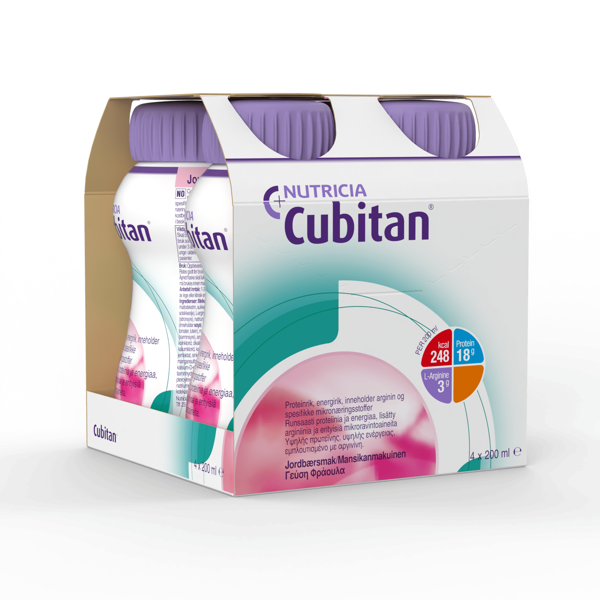 Cubitan Jordgubb 4 x 200 ml - Näringsdrycker