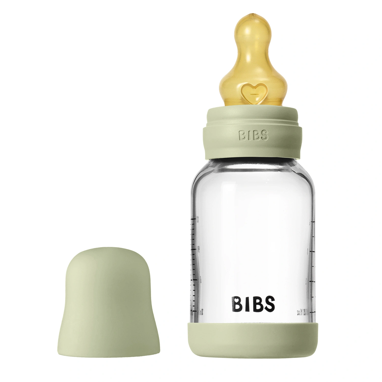 BIBS Glass Baby Bottle Round Latex Slow Flow 120 ml - Nappflaskor i glas