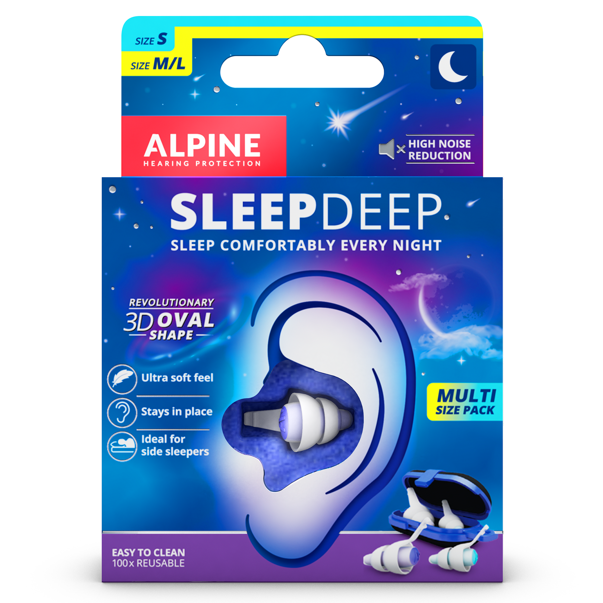 Alpine SleepDeep MultiSize Sleeping earplugs 2 par - Öronproppar att sova med