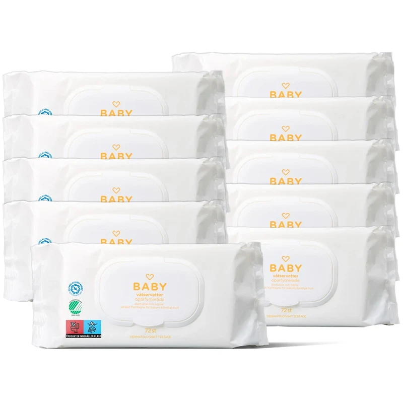 Hjärtats Baby Våtservetter Oparfymerade Storpack 10x72 st