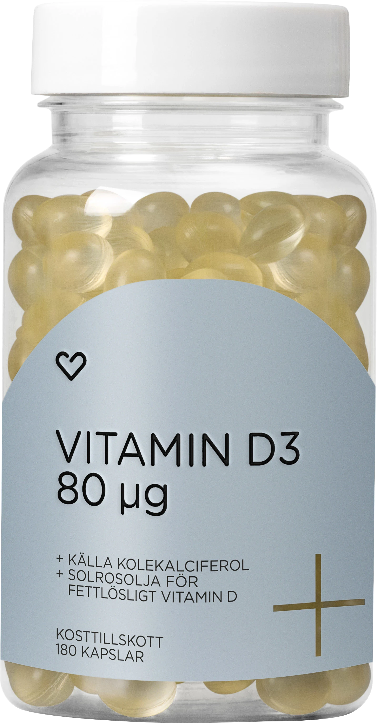 Hjärtats+ Vitamin D3 80µg Kapsel 180st