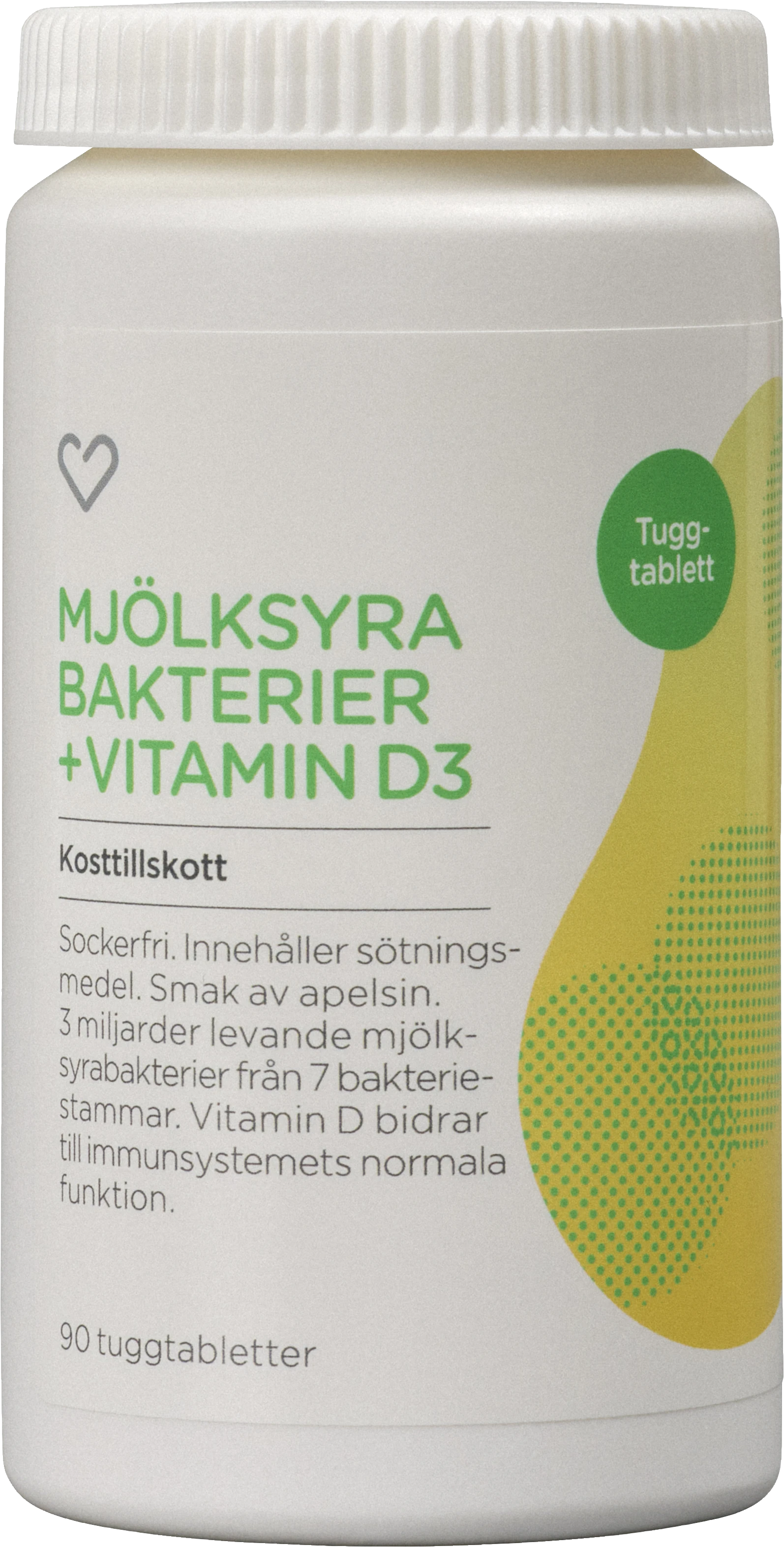 Hjärtats Mjölksyrabakterier + D3 Tuggtablett 90 st