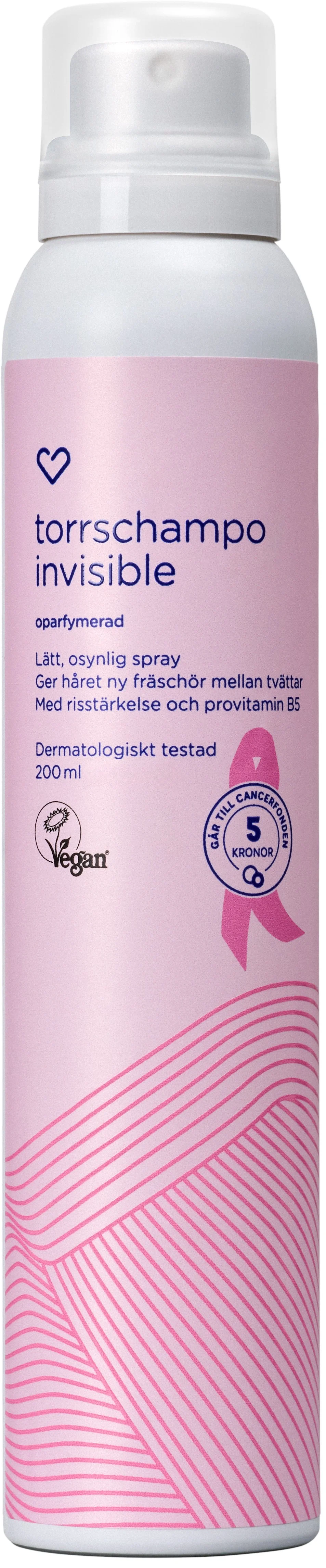 Hjärtats Torrshampo Invisible Oparfymerad Rosa Bandet 200 ml