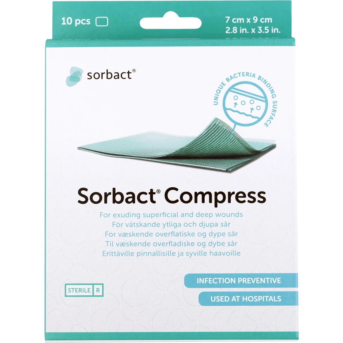 Sorbact Compress 7 cm x 9 cm 10 st