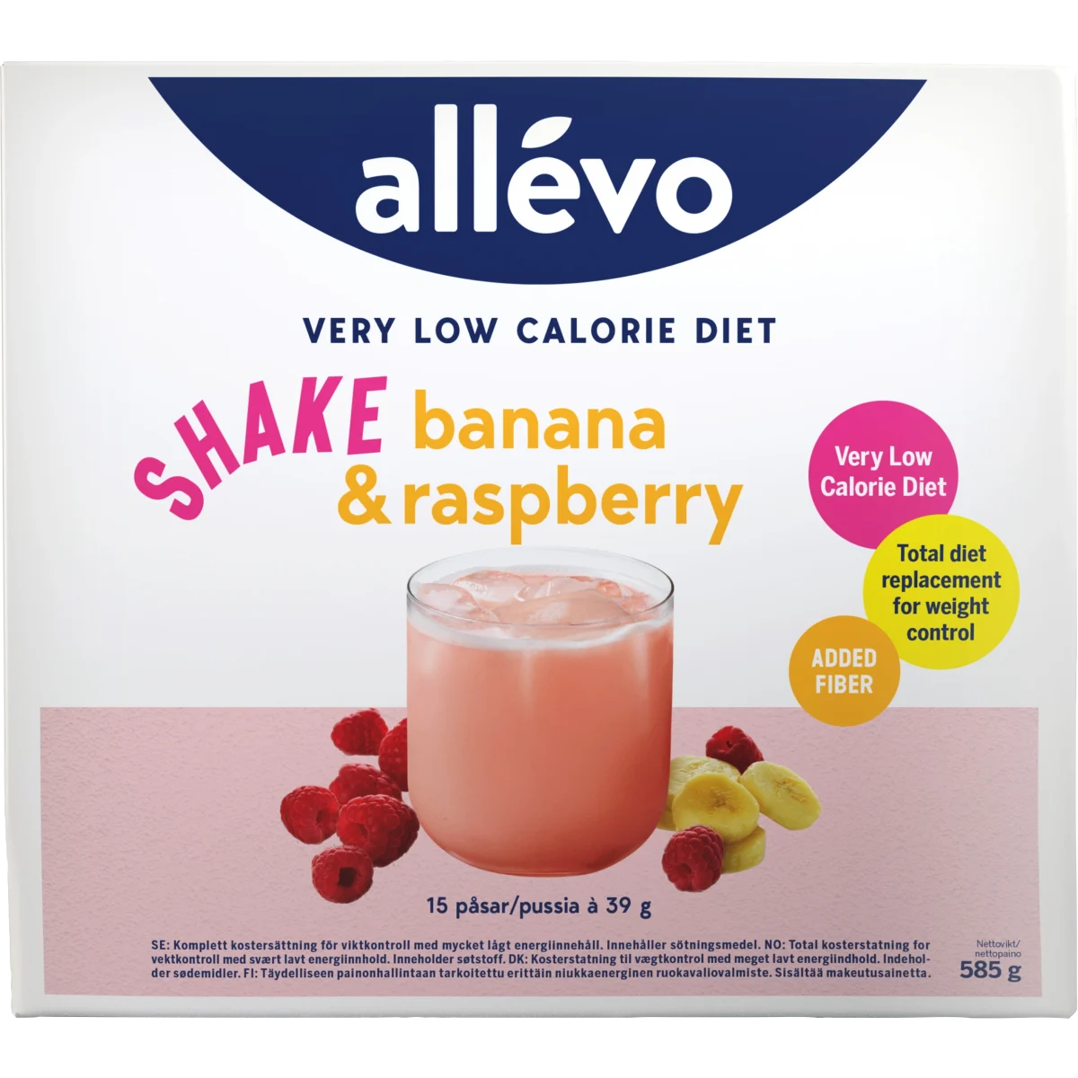 Allévo VLCD Shake Banana & Raspberry 15 portioner