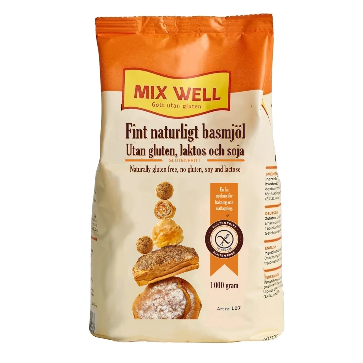 MixWell Fint Naturligt Basmjöl Utan Gluten, Laktos & Soja 1000 g