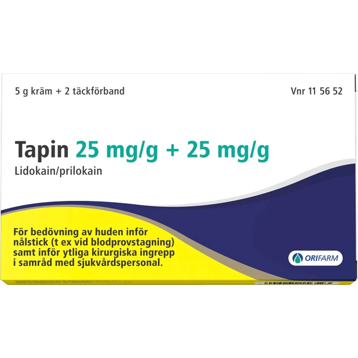 Tapin kräm 25 mg/g + 25 mg/g 5 g