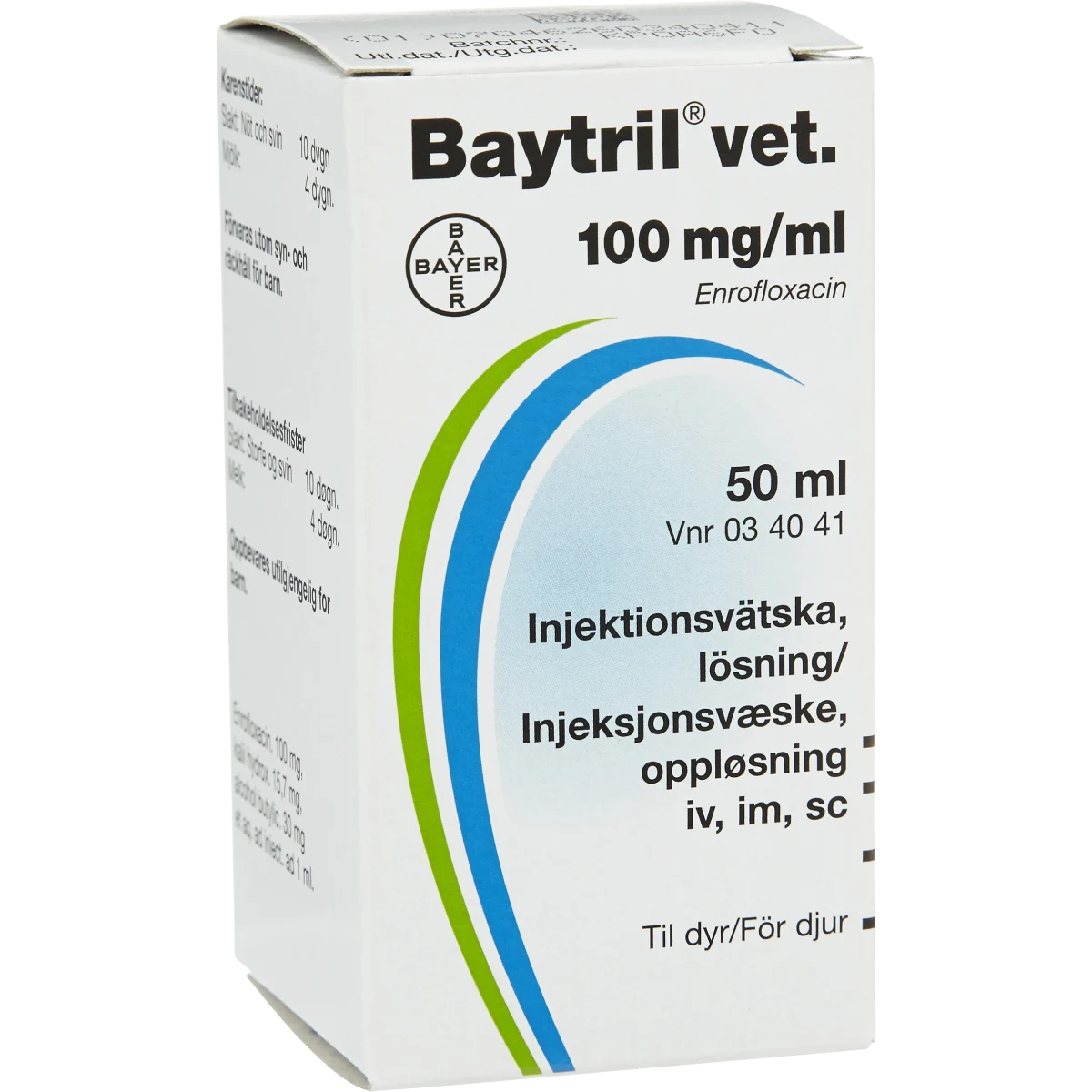 Baytril® vet. Injektionsvätska, lösning 100mg/ml Injektionsflaska, 50ml