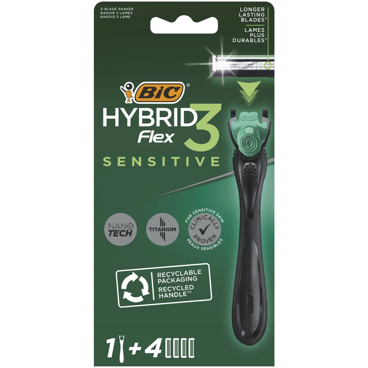 BIC Hybrid 3 Flex Sensitive Rakhyvel för Män 1+4
