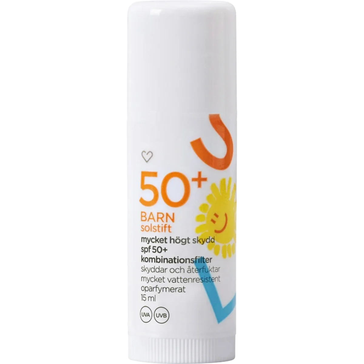 Hjärtats Solstift Barn Oparfymerat SPF 50+, 15 ml