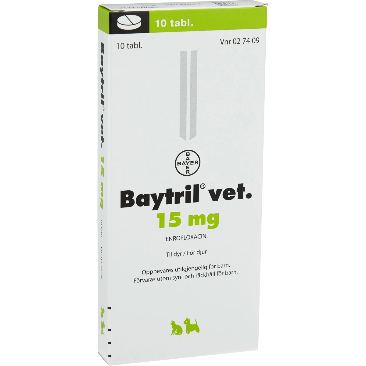 Baytril® vet. Tablett 15mg Blister, 10x1tabletter (endos)