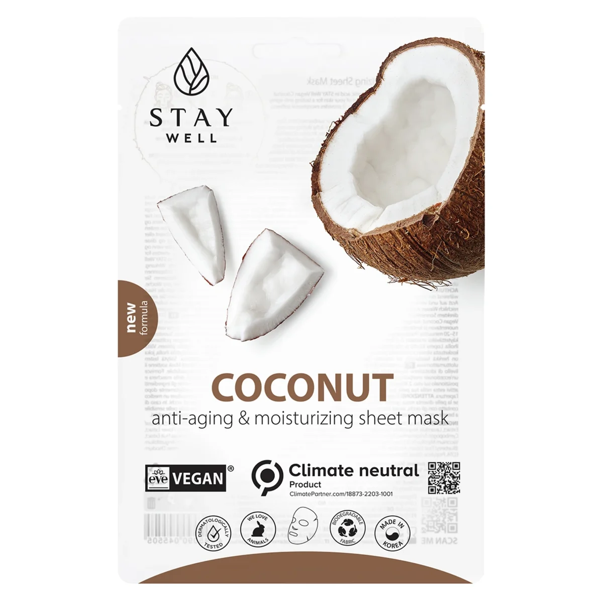 Stay Well Vegan Sheet Mask Coconut 1 st