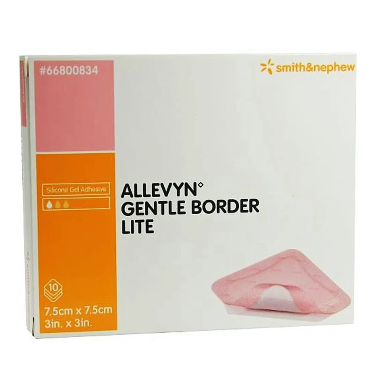 Allevyn Gentle Border Lite vidhäftande förband 7,5 x 7,5 cm 10styck