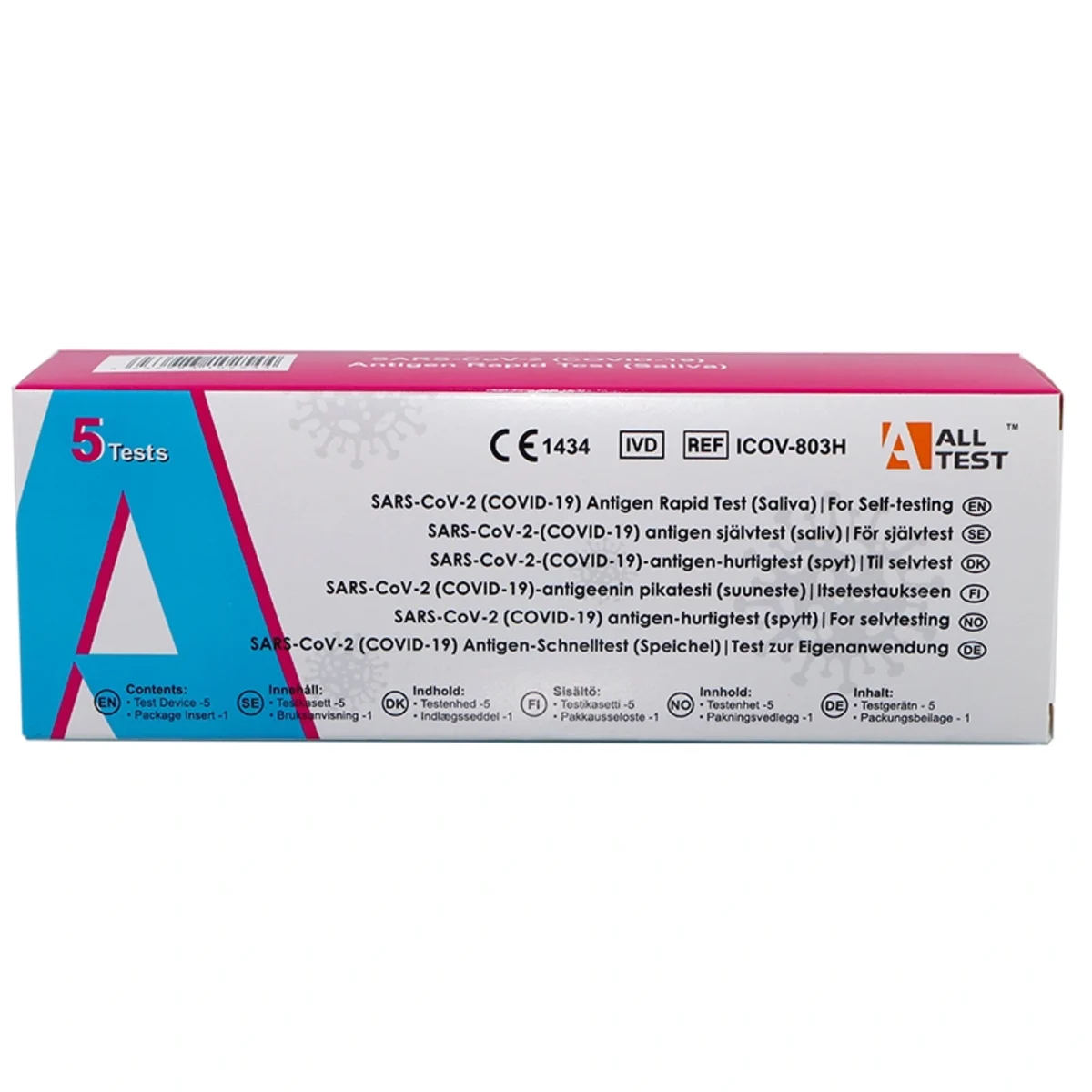 AllTest Antigen Saliv Självtest  SARS-CoV-2-COVID-19 5-pack