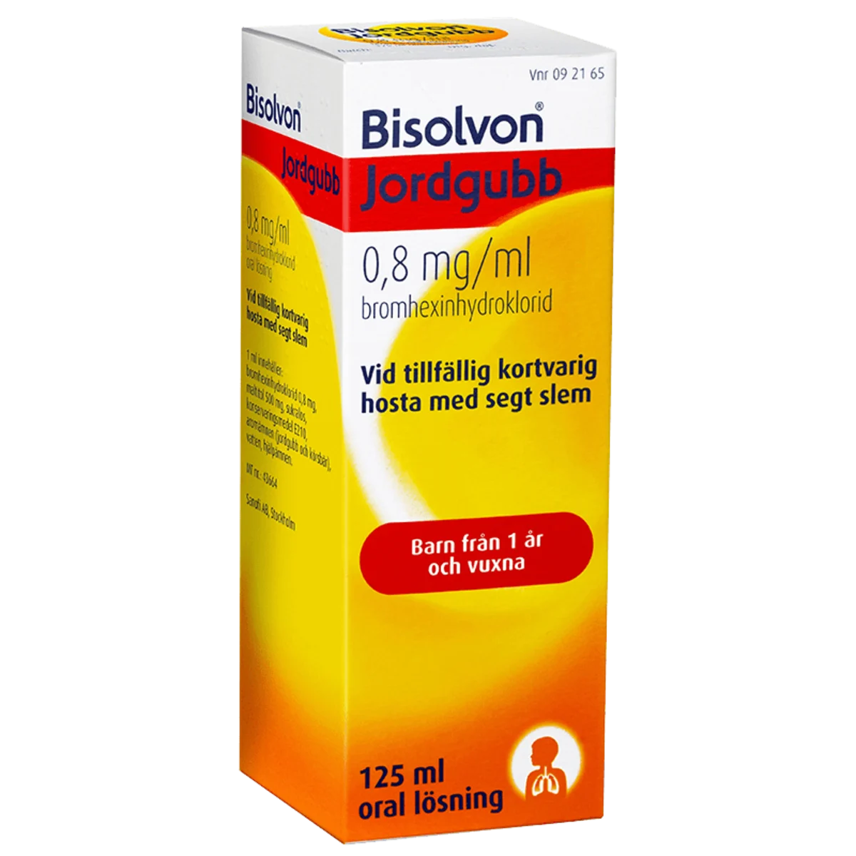 Bisolvon oral lösning jordgubb 0,8 mg/ml 125 ml