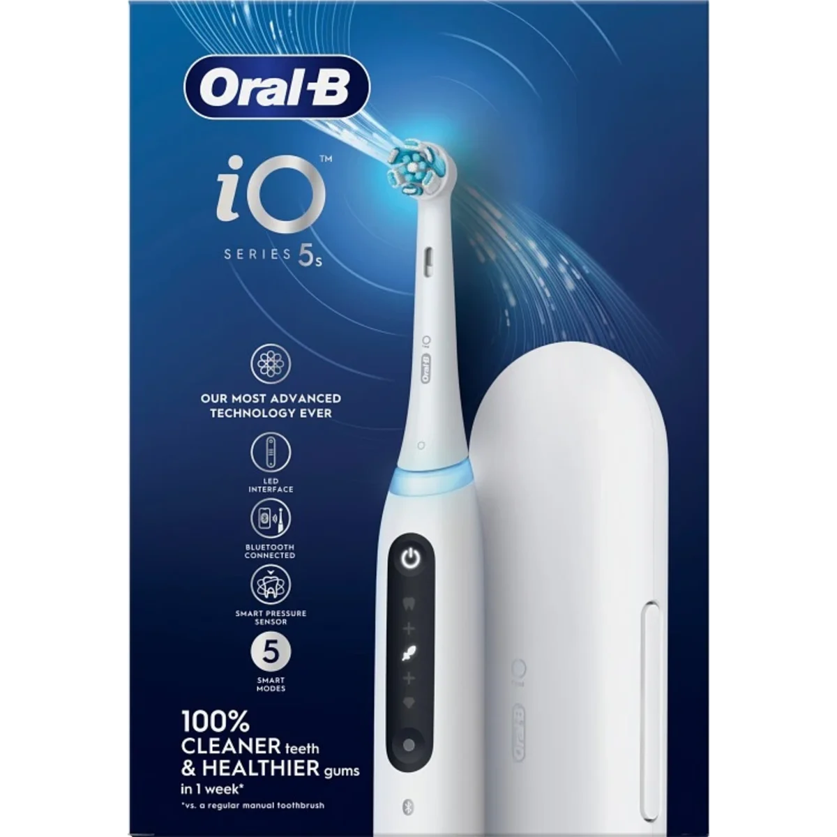 Oral-B iO5 Eltandborste Vit, 1 Borsthuvud + Resefodral