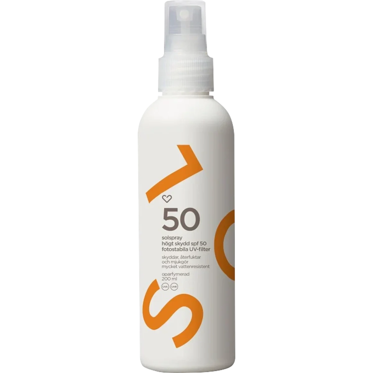 Hjärtats Solspray Oparfymerad SPF 50, 200 ml