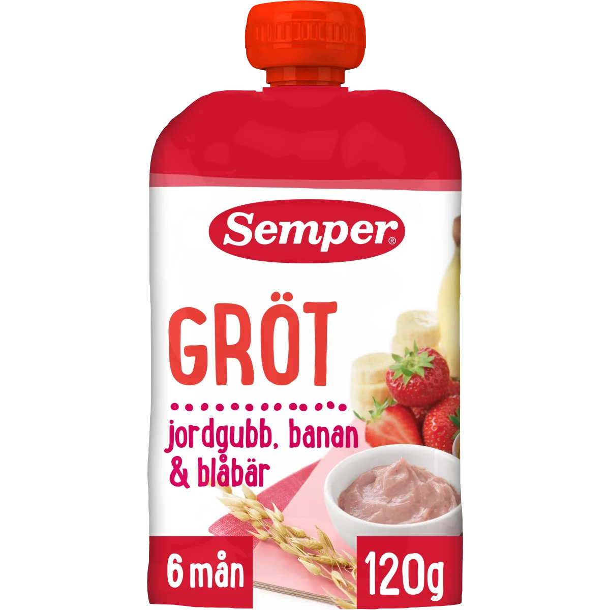 Semper Ätklar Gröt Jordgubb & Banan Klämpåse från 6 mån 120 g