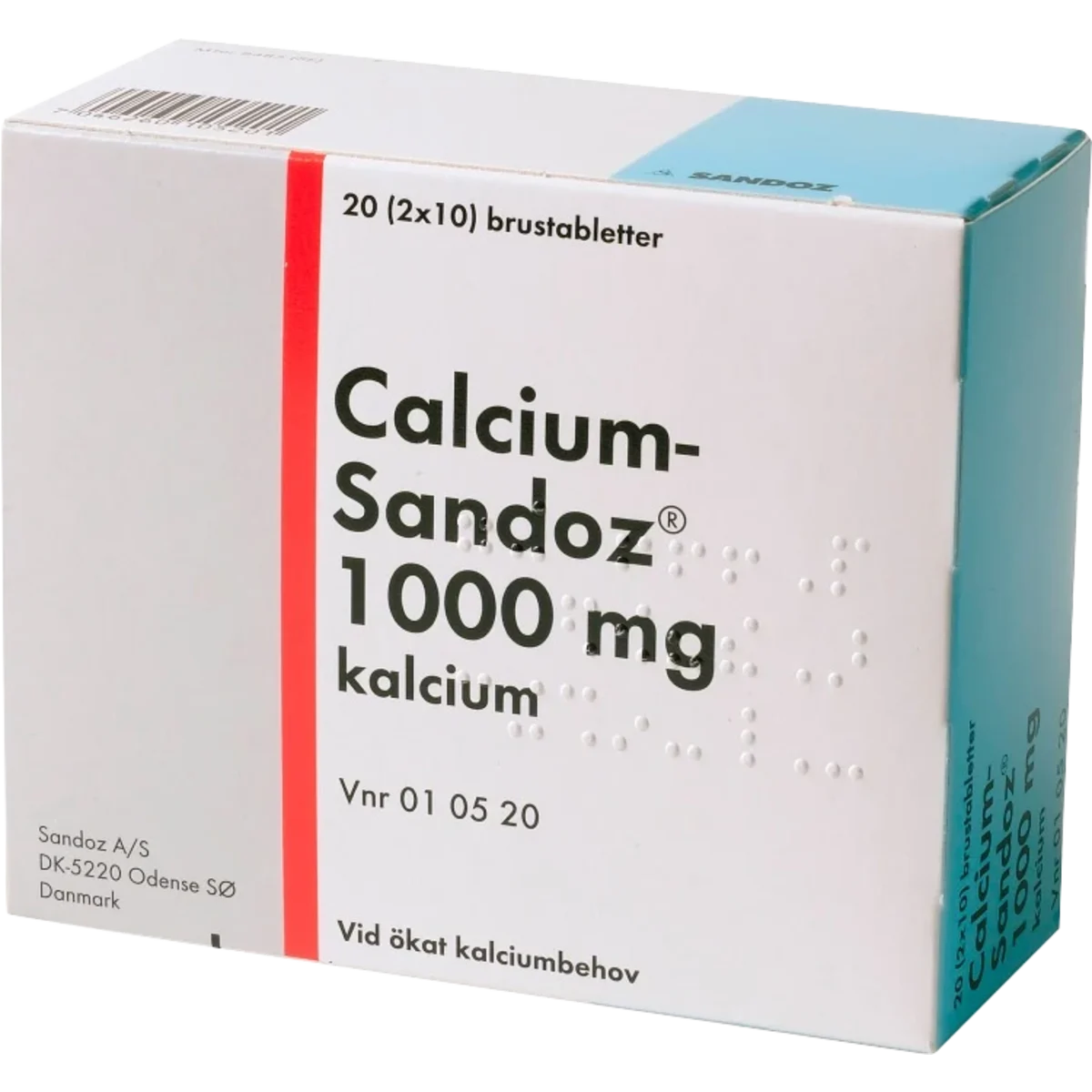Calcium-Sandoz brustablett 1000 mg 20 st