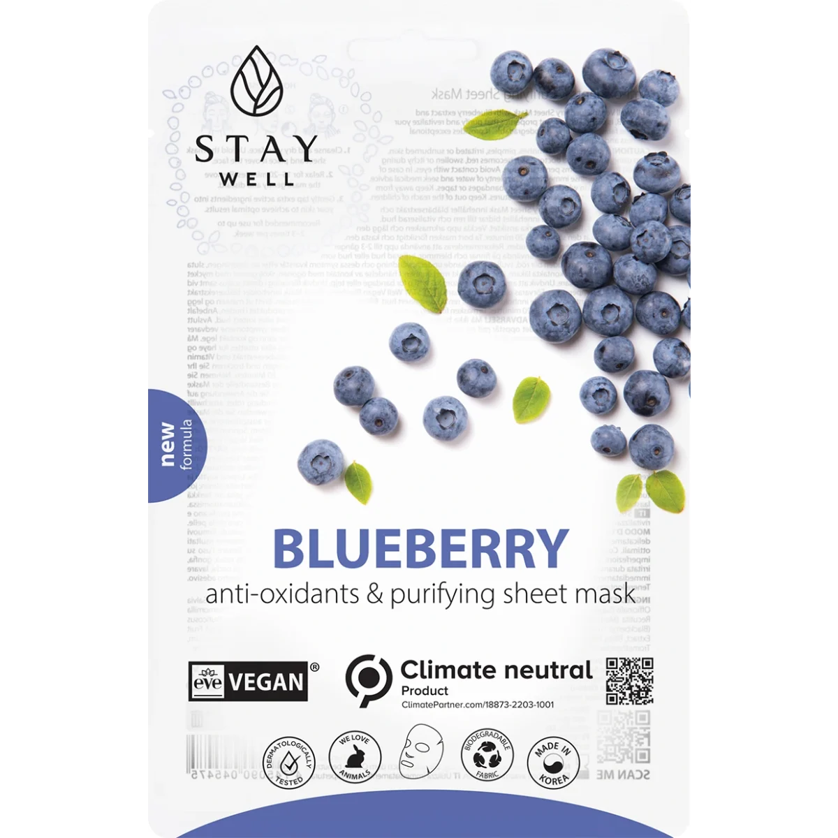 Stay Well Vegan Sheet Mask Blueberry 1 st