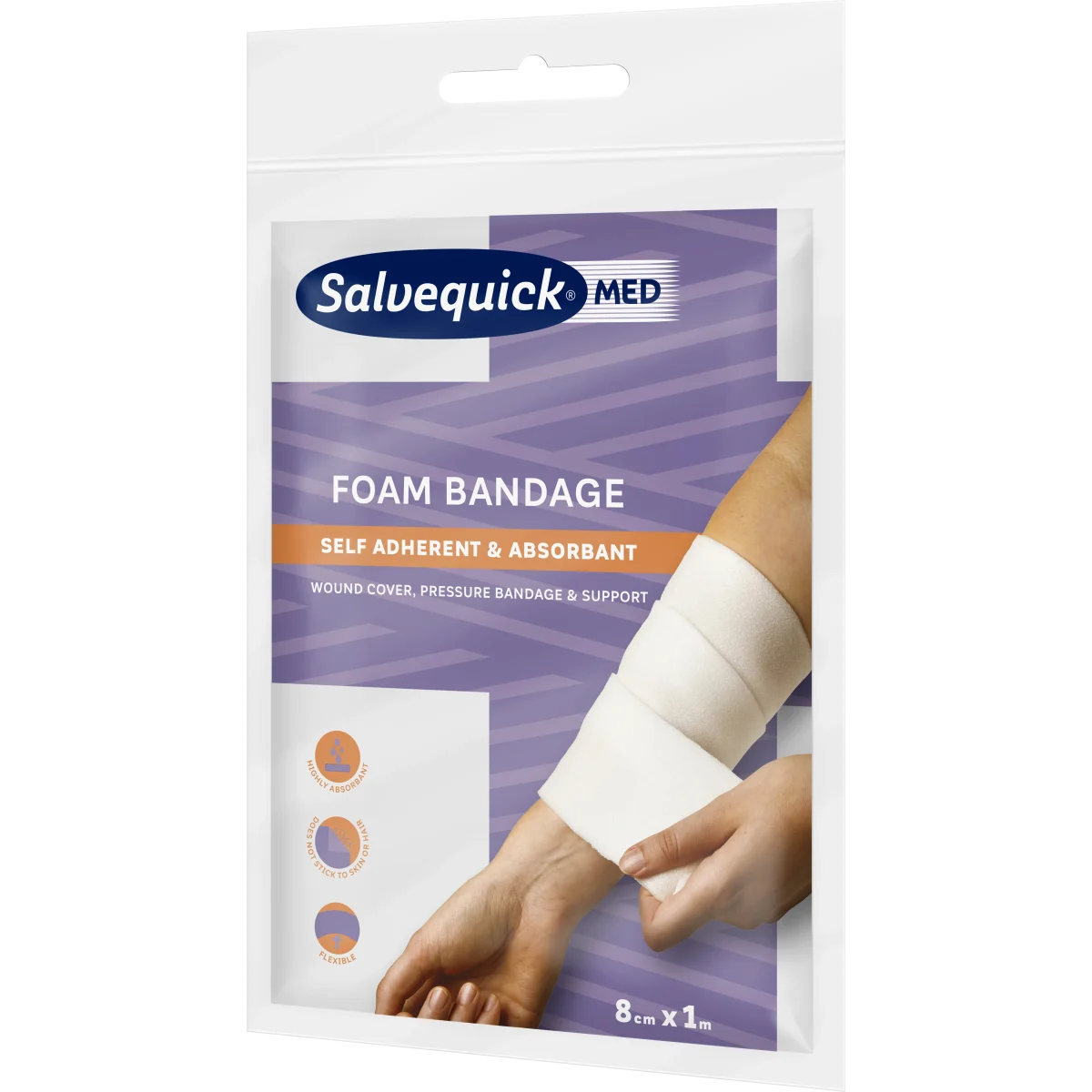 Salvequick MED Foam Bandage 8 cm x 1 m