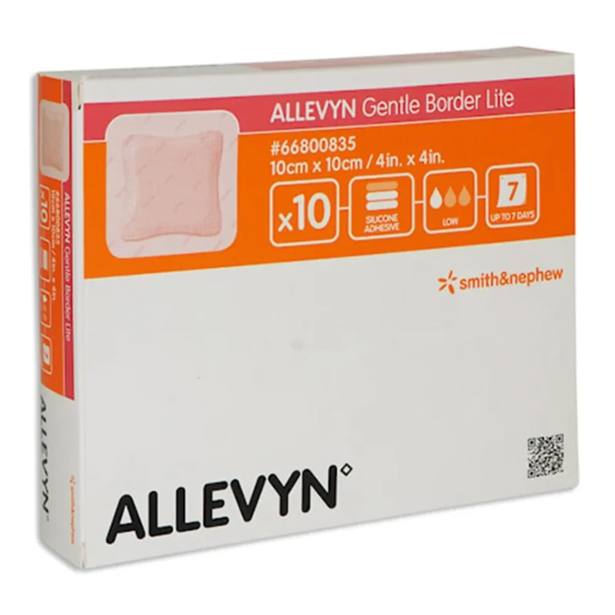 Allevyn Gentle Border Lite vidhäftande förband 10 x 10 cm 10styck