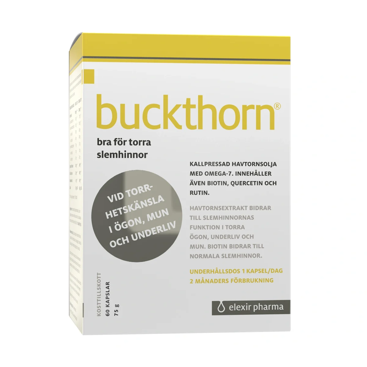 Elexir Pharma Buckthorn 1000 mg 60 kapslar