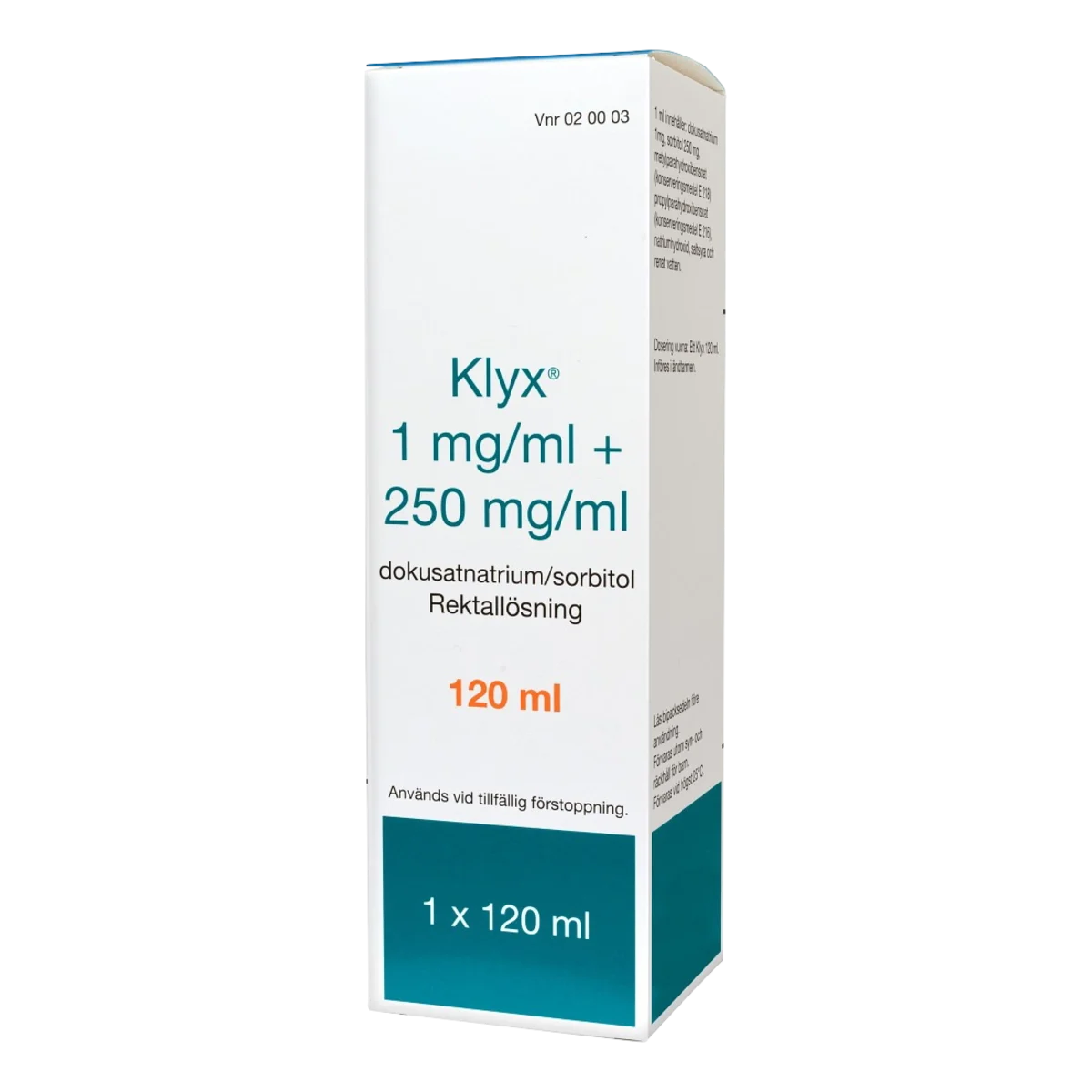 Klyx Rektallösning 1 mg/ml + 250 mg/ml 120 ml