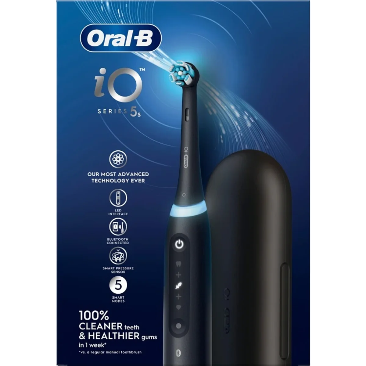 Oral-B iO5 Eltandborste Svart, 1 borsthuvud + Resefodral