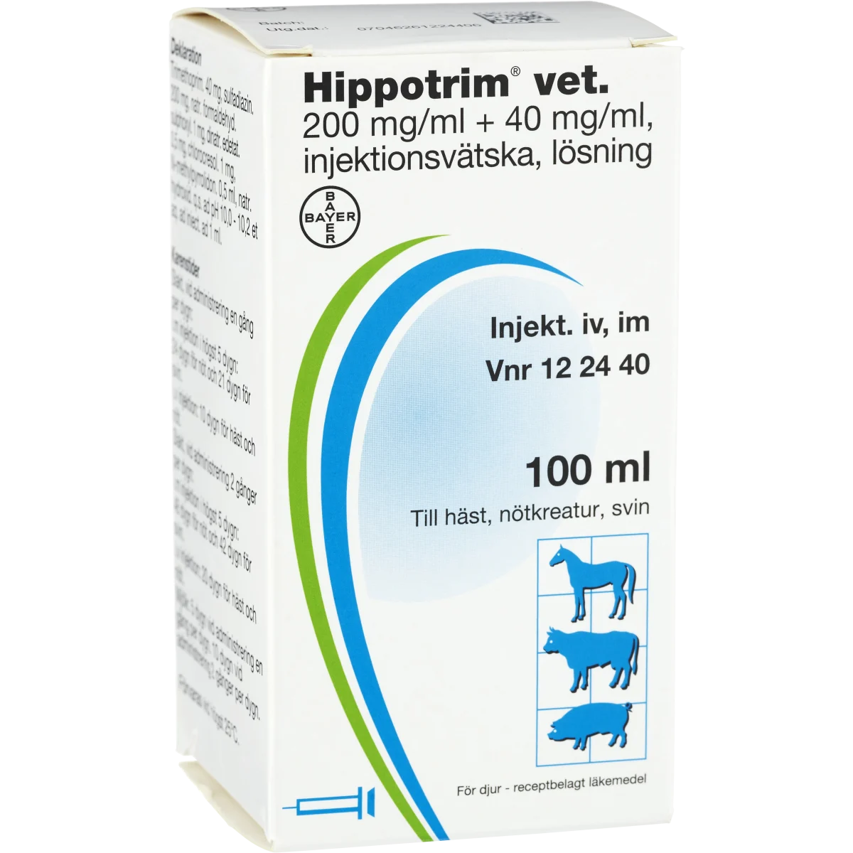 Hippotrim® vet. Injektionsvätska, lösning 200mg/ml+40mg/ml Injektionsflaska 100ml