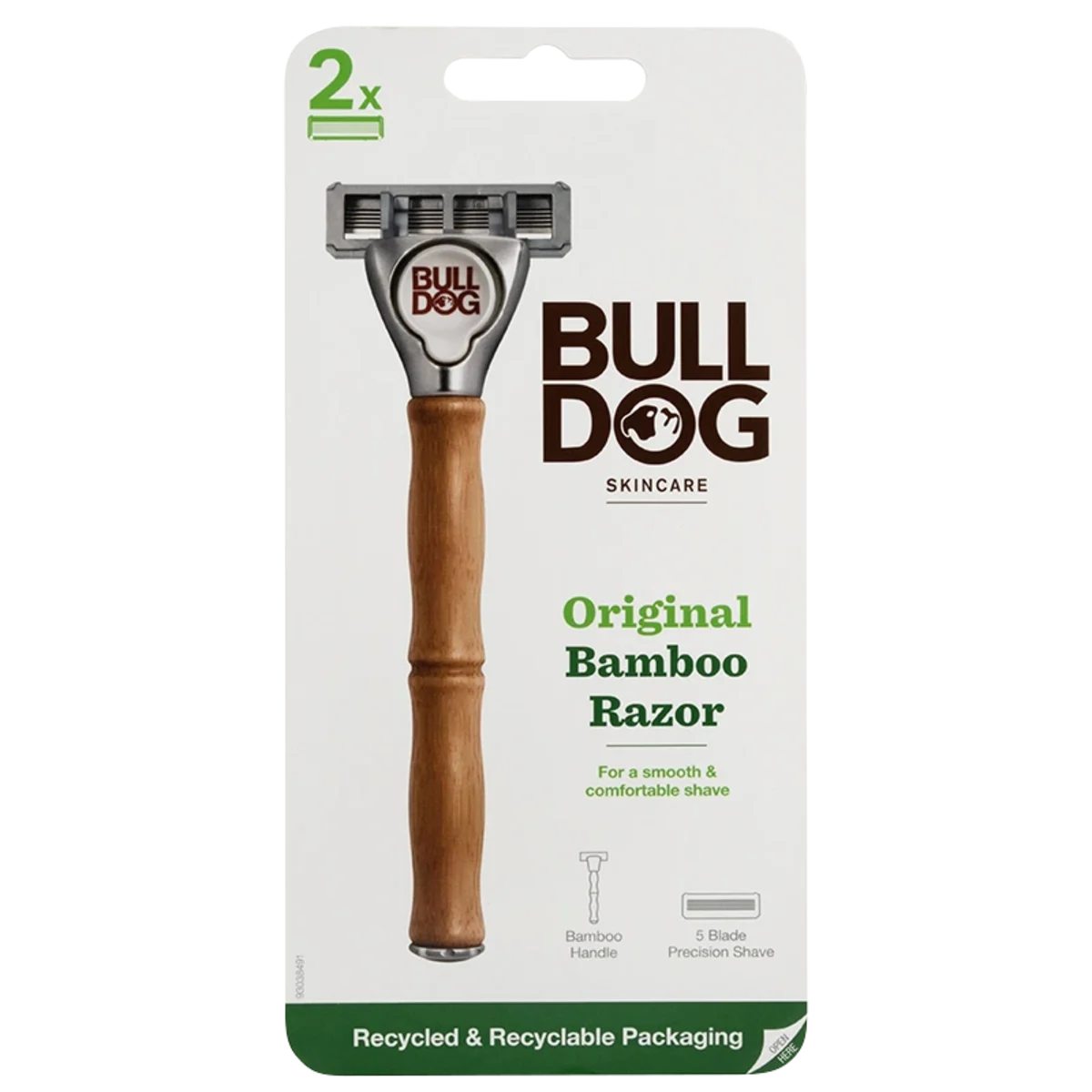 Bulldog Original Bamboo Razor Rakhyvel 1 st + Rakblad 2 st