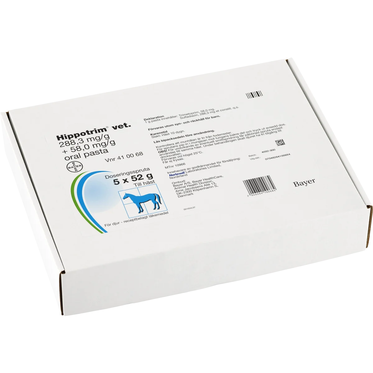 Hippotrim vet. Oral pasta 288,3mg/g+58,0mg/g Plastsprutor 5x52g
