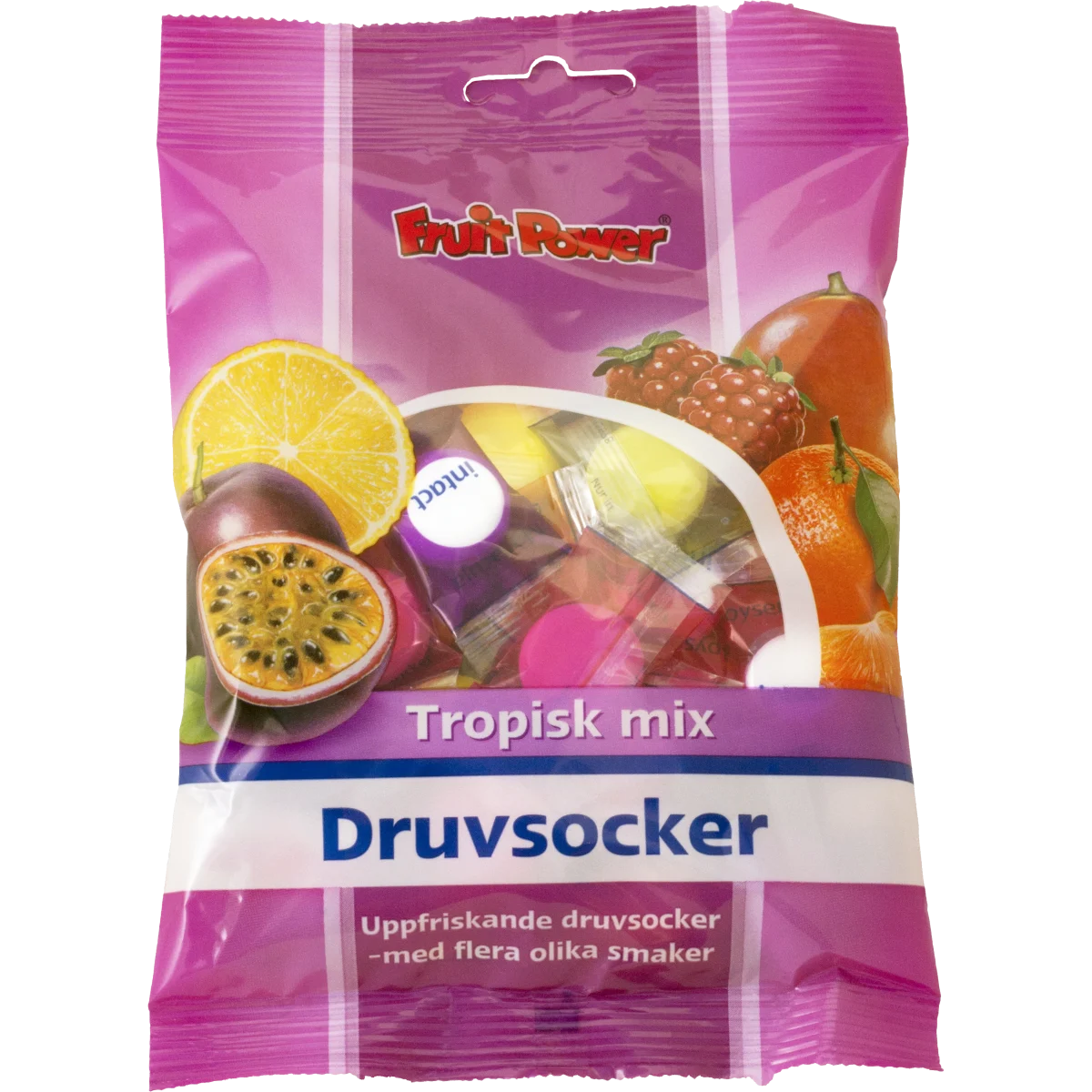 FruitPower Druvsocker Tropisk Mix Tablett 75 g