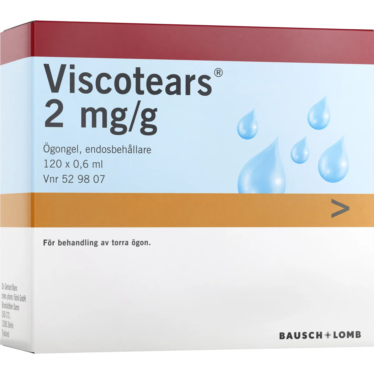 Viscotears ögongel i endosbehållare 2 mg/g 120x0,6 ml