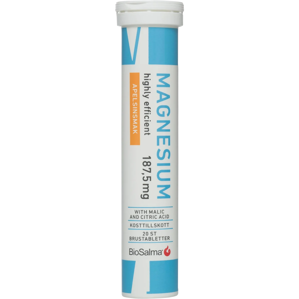 BioSalma Magnesium 187,5 mg Apelsin 20 brustabletter