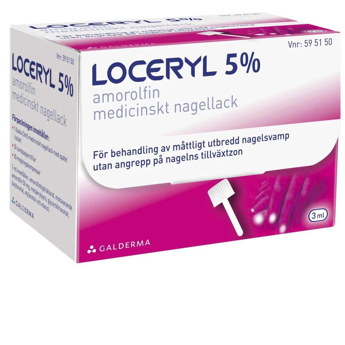 Loceryl® Medicinskt nagellack 5% Glasflaska (spatel i locket), 3ml (med tillbehör)