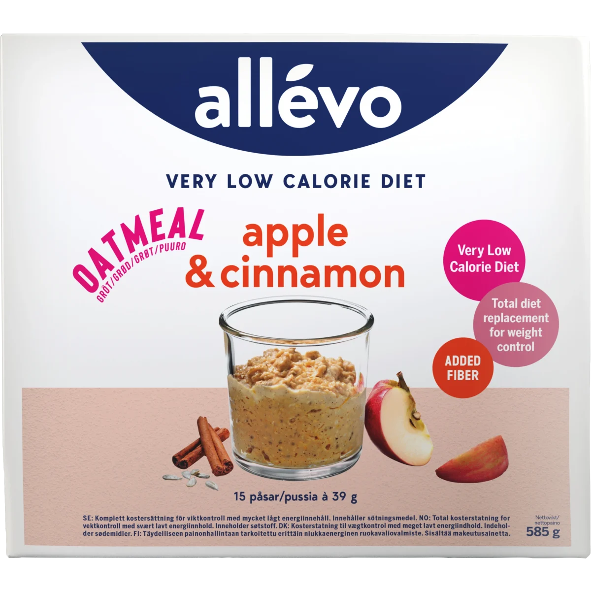 Allévo VLCD Oatmeal Apple & Cinnamon 15 portioner
