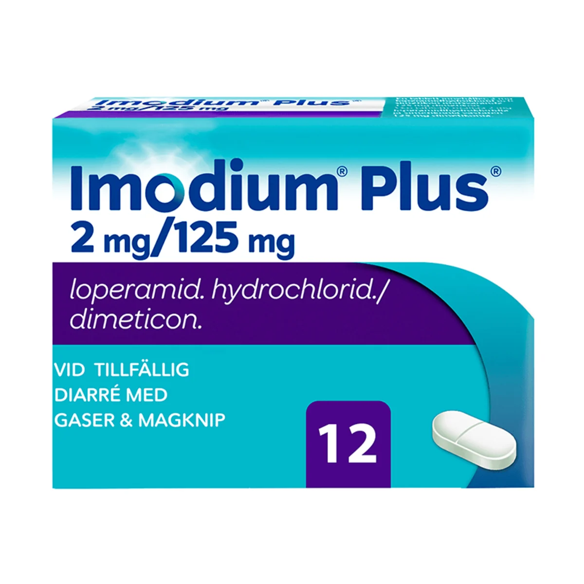 Imodium Plus tablett 2 mg/125 mg, 12 st