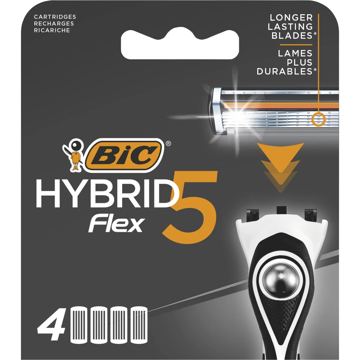 BIC Hybrid 5 Flex Rakblad för Män 4-pack