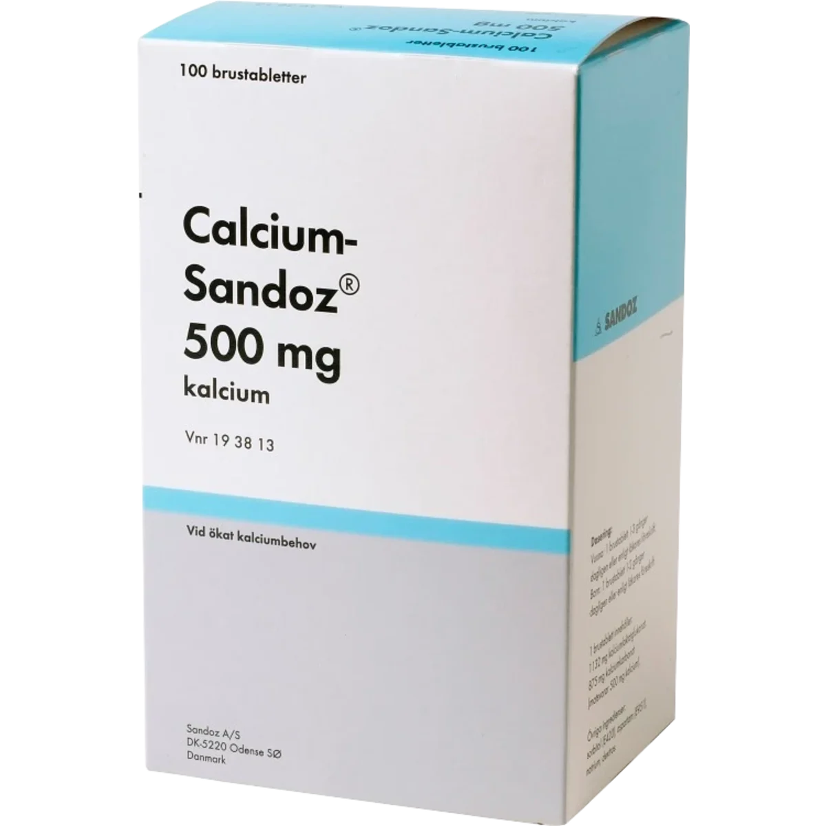 Calcium-Sandoz brustablett 500 mg 100 st