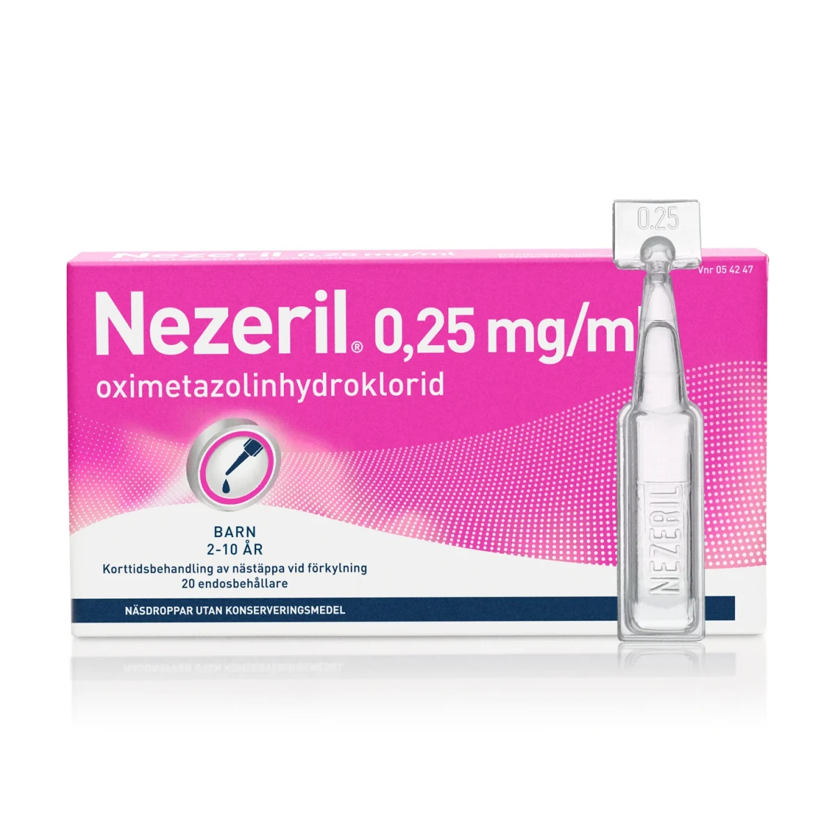 Nezeril näsdroppar endosbehållare 0,25 mg/ml 2 x 10 x 0,1 ml